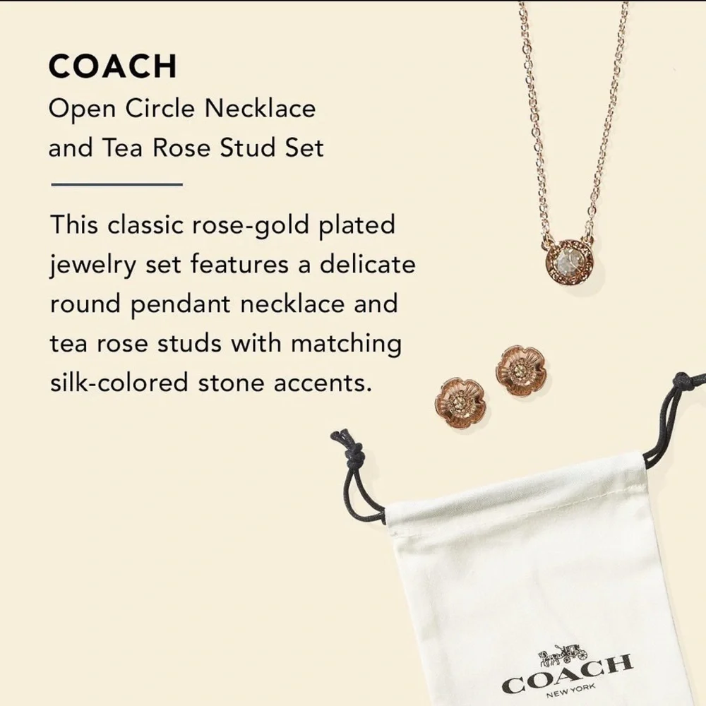 Coach Rose Gold Necklace and Earring Set - Picture 2 of 6